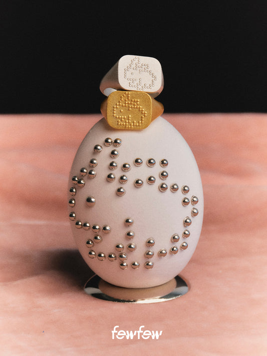 silver dotted signet ring - bunny