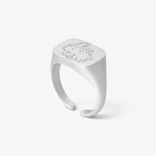 silver dotted signet ring