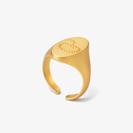gold dotted signet ring